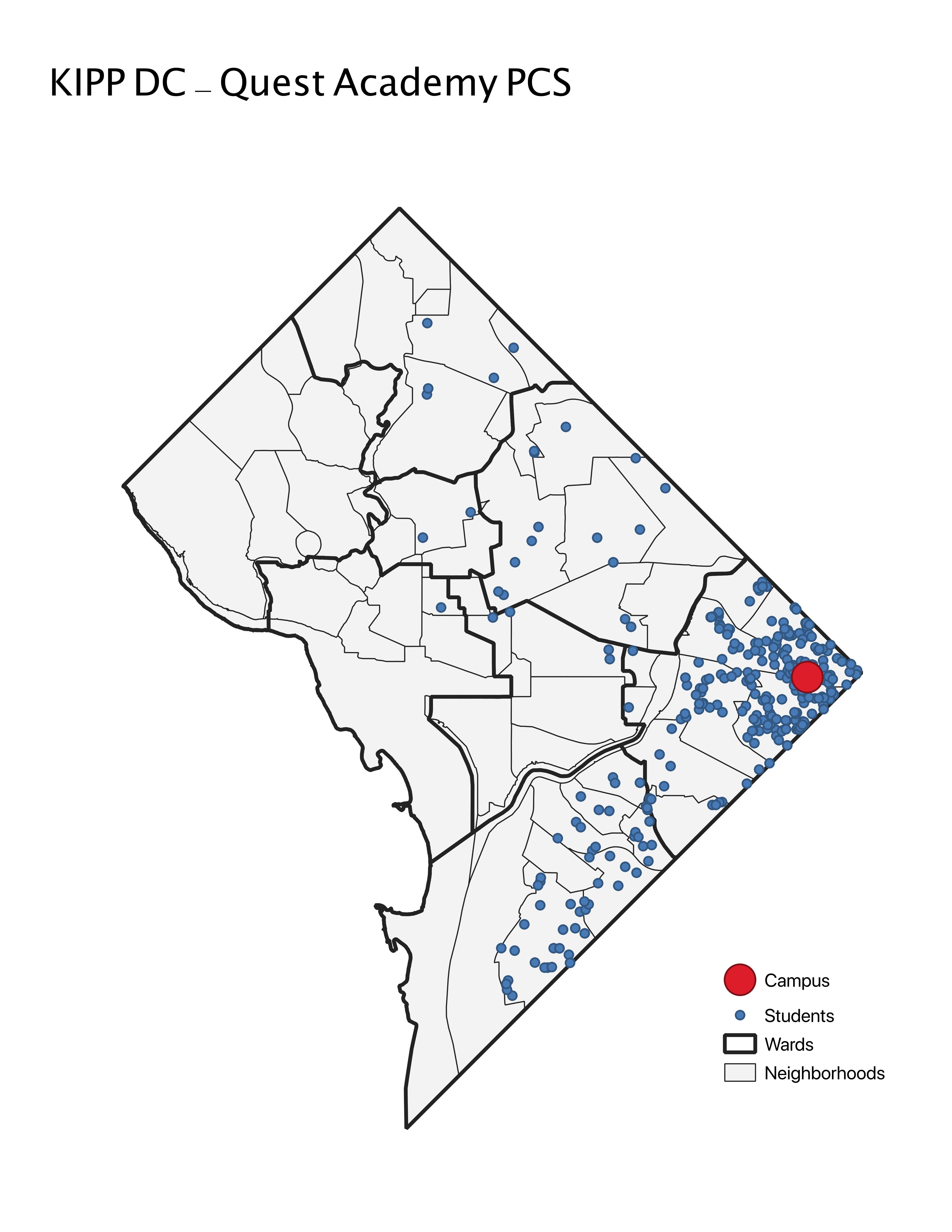 KIPP DC PCS Quest Academy Student Location Map DC PCSB